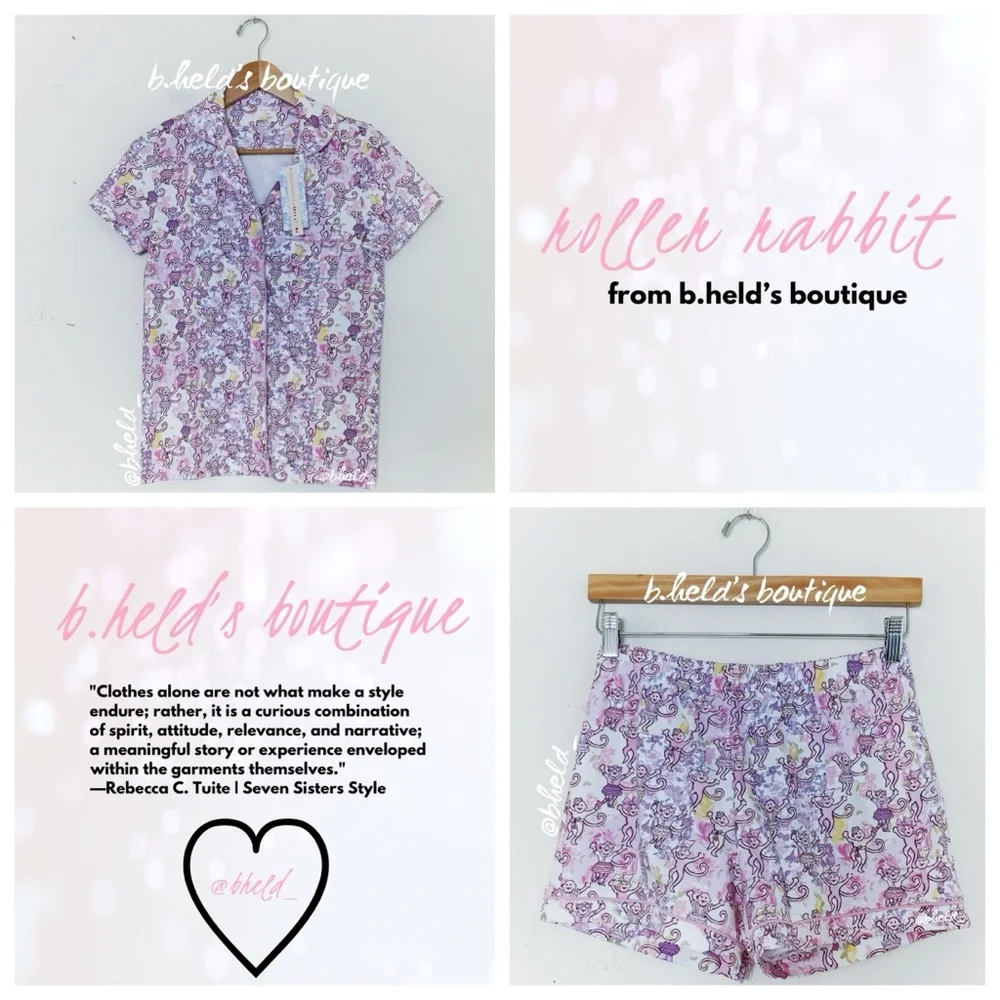 Roller Rabbit x LoveShackFancy Preppy Patchwork Polo Pajamas in Lilac Blush XS - Picture 1 of 14